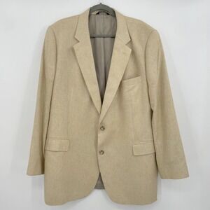 Jos A Bank 100% Silk Blazer 48L Made in Portugal Tan Beige Sport Coat Luxury
